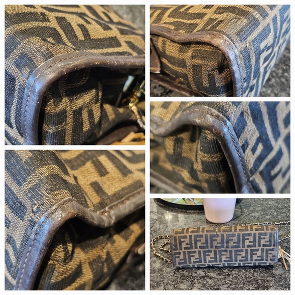 Fendi FF Zucca Canvas Baguette Clutch w Crossbody Chain, Insert, & Charms Added - Picture 2 of 14
